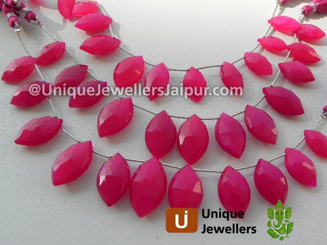 Raspberry Chalsydony Faceted Marquise Beads